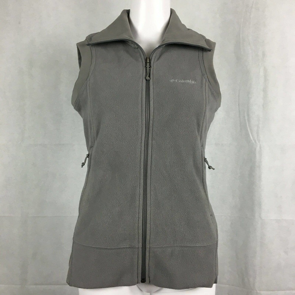 Columbia Vest Jacket Womens Sz S Gray Fleece Full Zip Pockets